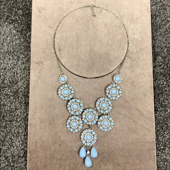 Jewelry - Silver necklace w/ light blue stones and crystals